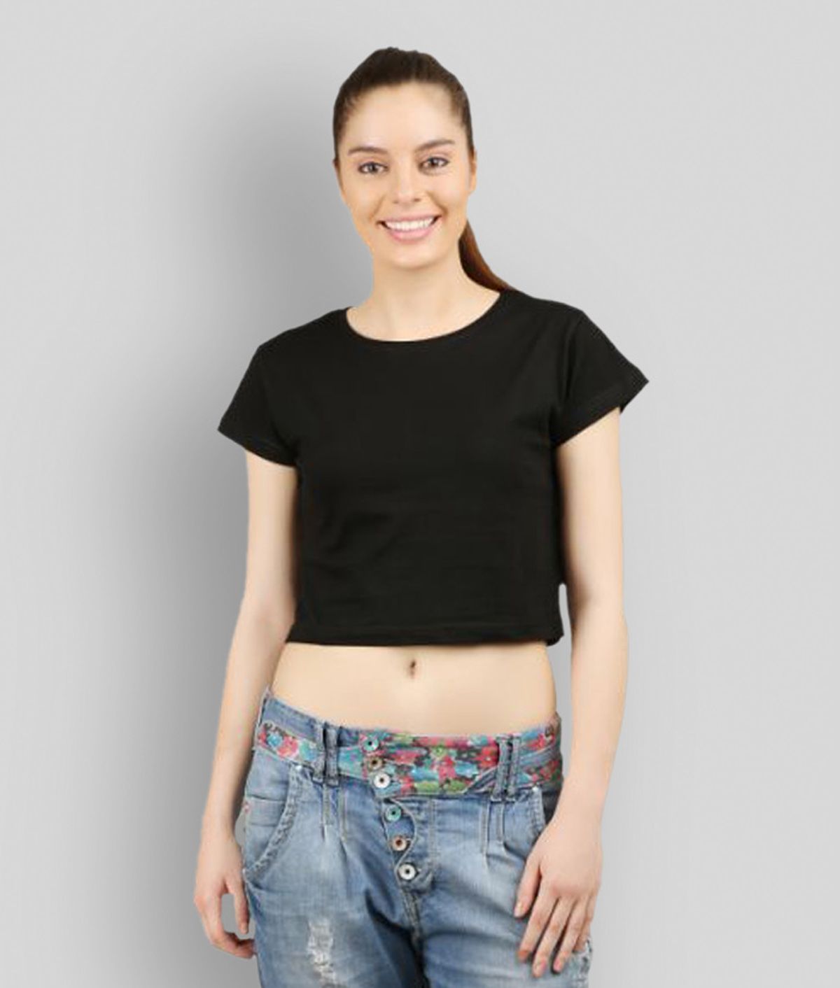     			Ap'pulse - Black Cotton Women's Crop Top ( Pack of 1 )