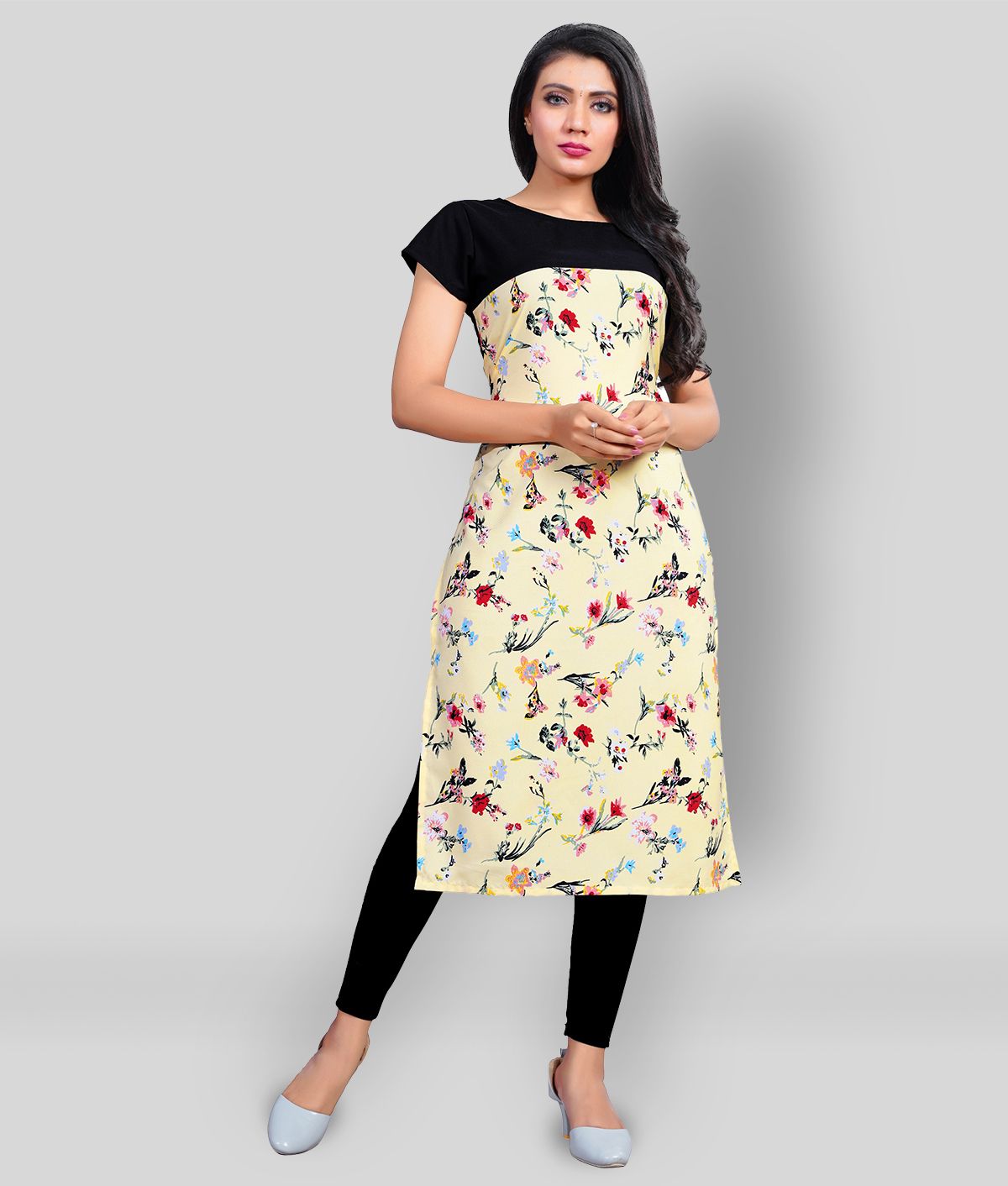 Buy Lovace Womens Rayon Anarkali Kurta kurtashortblackLYellowMedium  at Amazonin