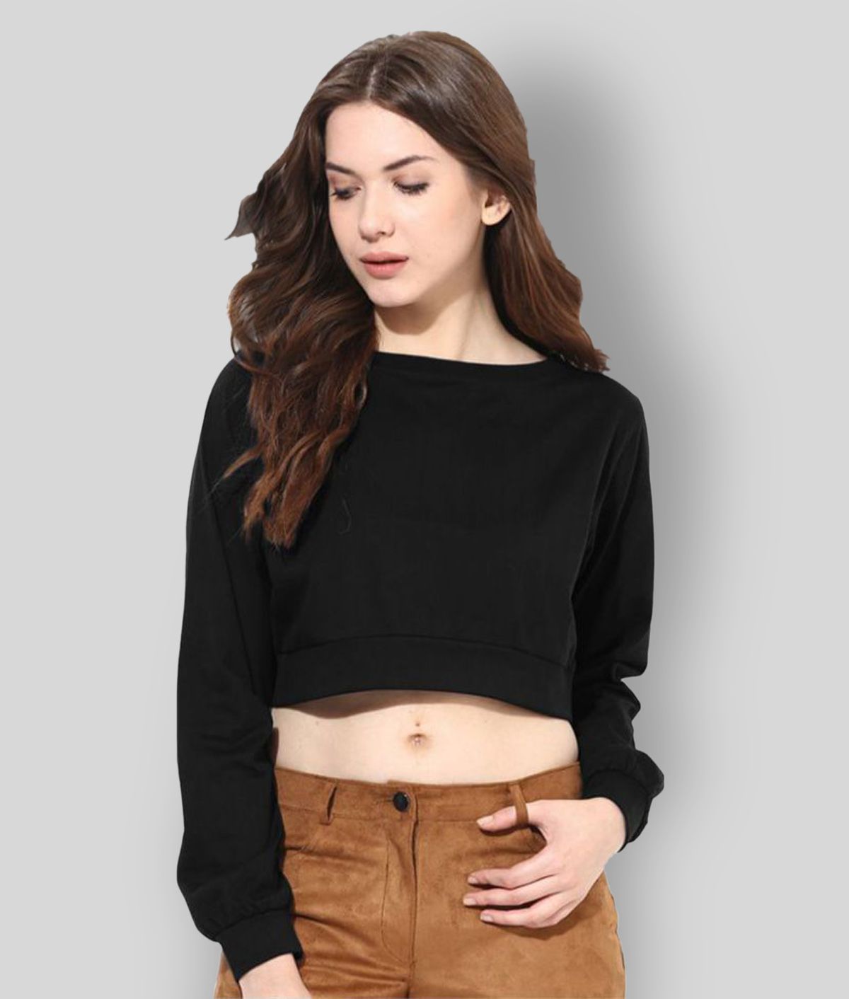 Miss Chase - Black Cotton Women's Crop Top ( Pack of 1 )