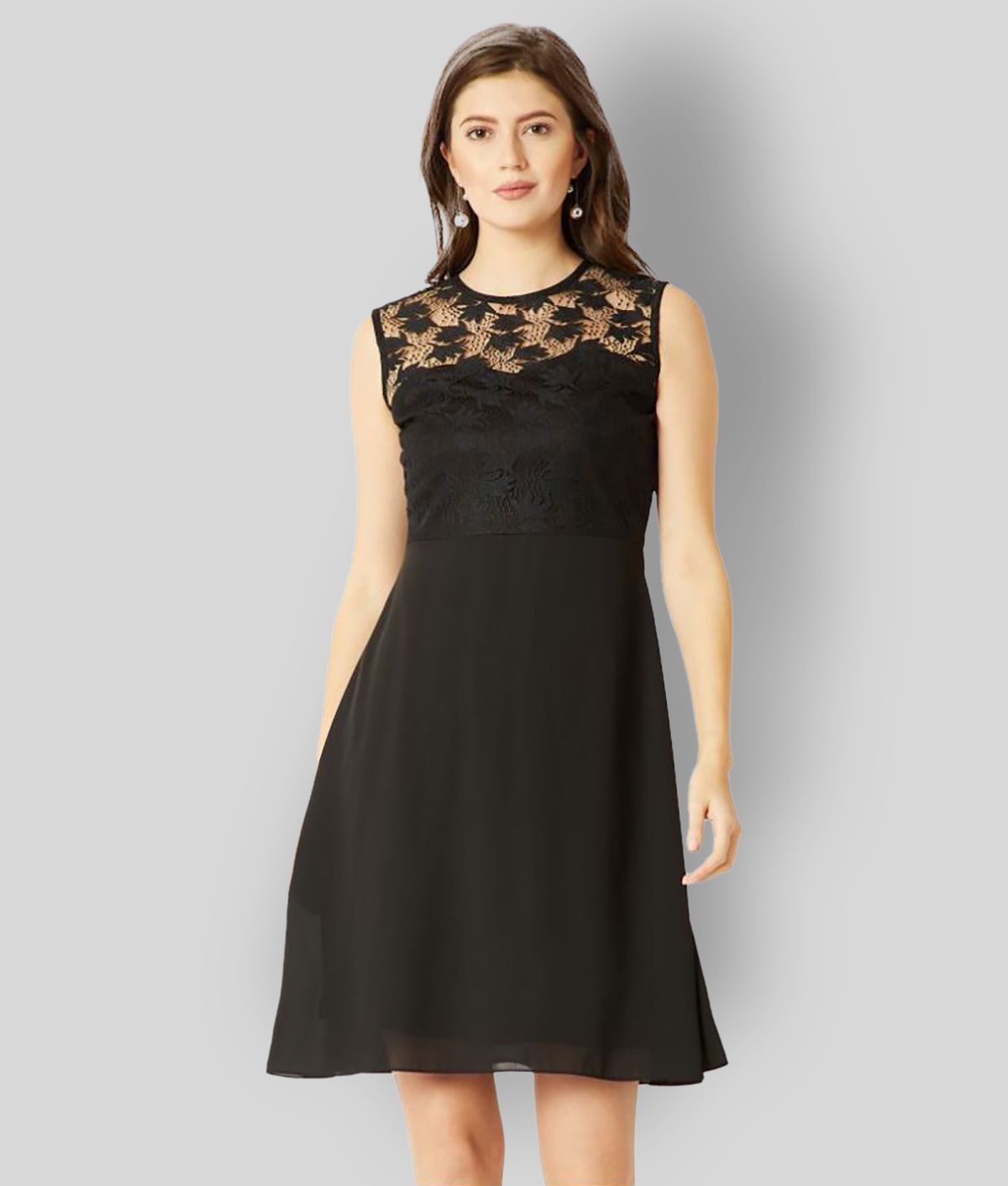     			Miss Chase - Black Lace Women's A- line Dress ( Pack of 1 )