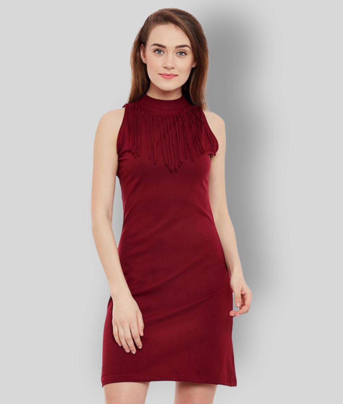     			Miss Chase - Maroon Cotton Women's Bodycon Dress ( Pack of 1 )