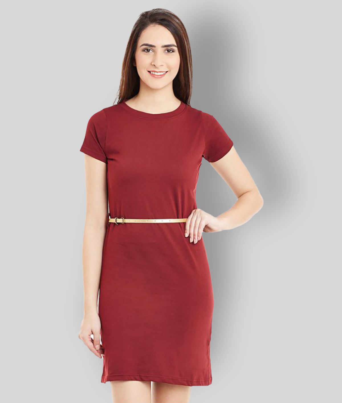     			Miss Chase - Maroon Cotton Women's Shift Dress ( Pack of 1 )