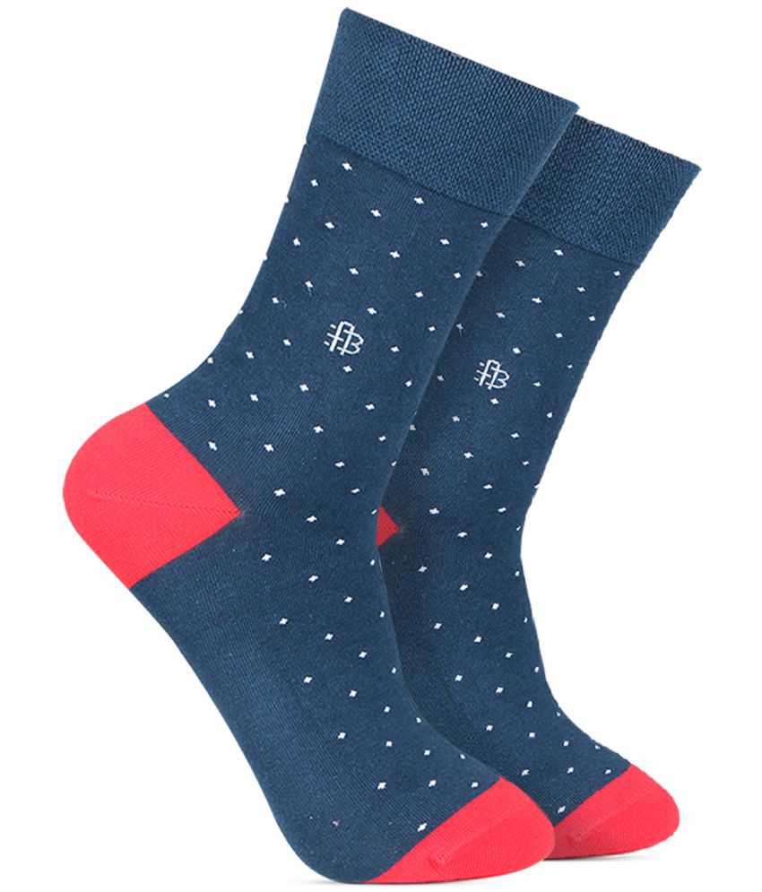     			Bonjour - Blue Cotton Men's Full Length Socks ( Pack of 1 )