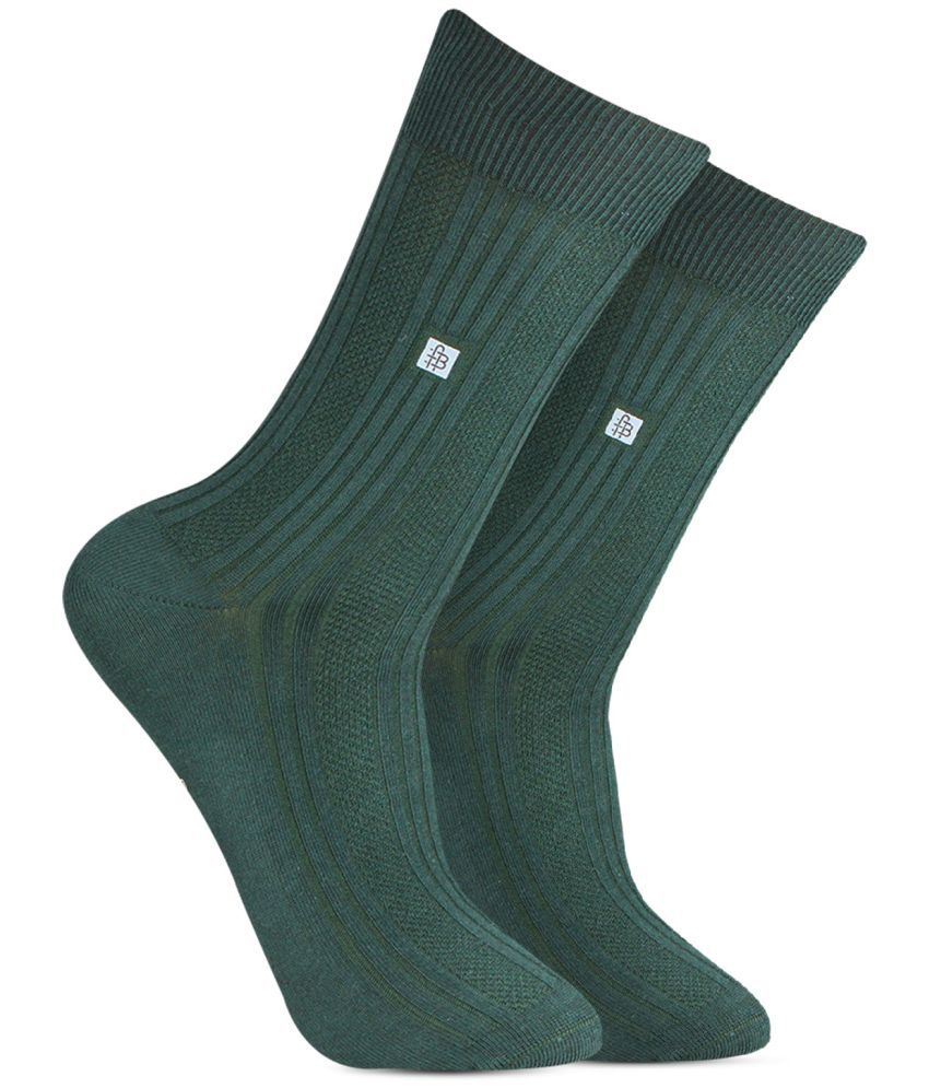     			Bonjour - Green Cotton Blend Men's Full Length Socks ( Pack of 1 )