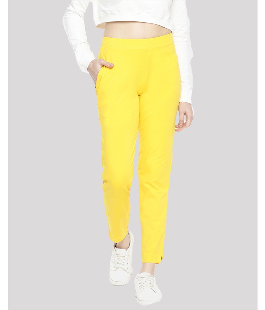     			Dollar Missy - Yellow Cotton Straight Women's Casual Pants ( Pack of 1 )