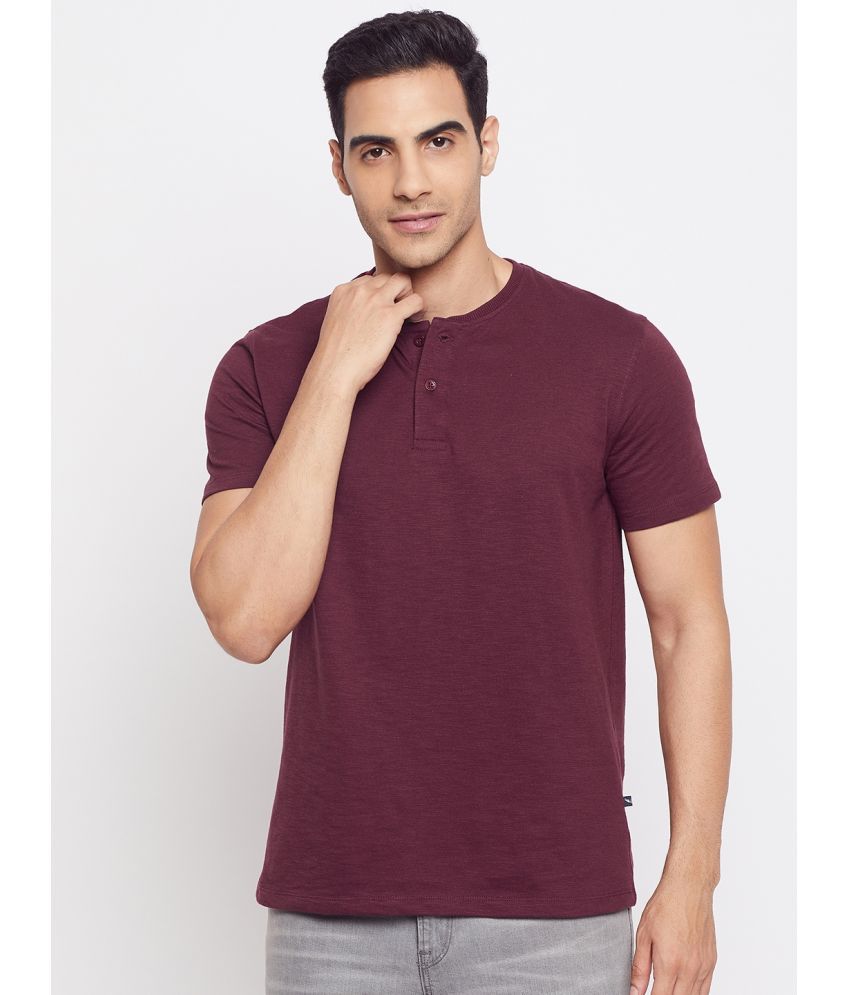     			HARBOR N BAY - Wine Cotton Blend Regular Fit Men's T-Shirt ( Pack of 1 )