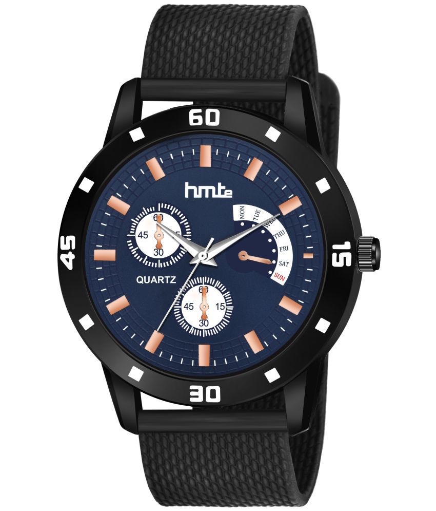     			HMTe - Black Leather Analog Men's Watch