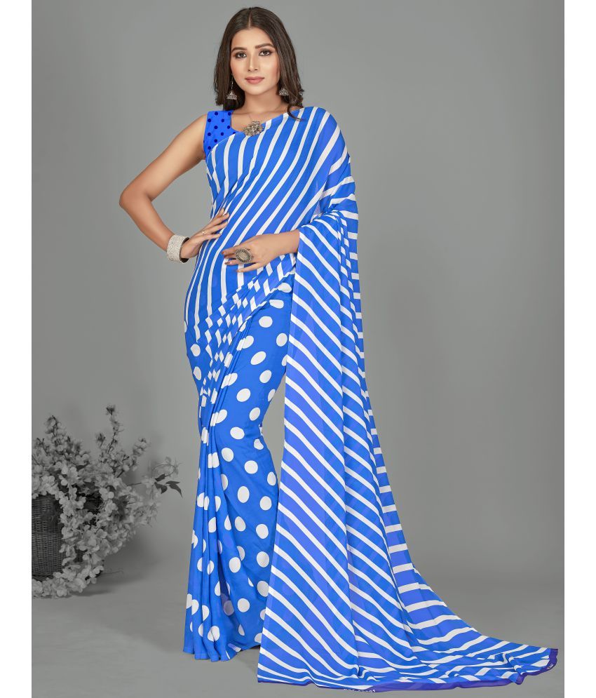     			ANAND SAREES - Blue Georgette Saree With Blouse Piece ( Pack of 1 )