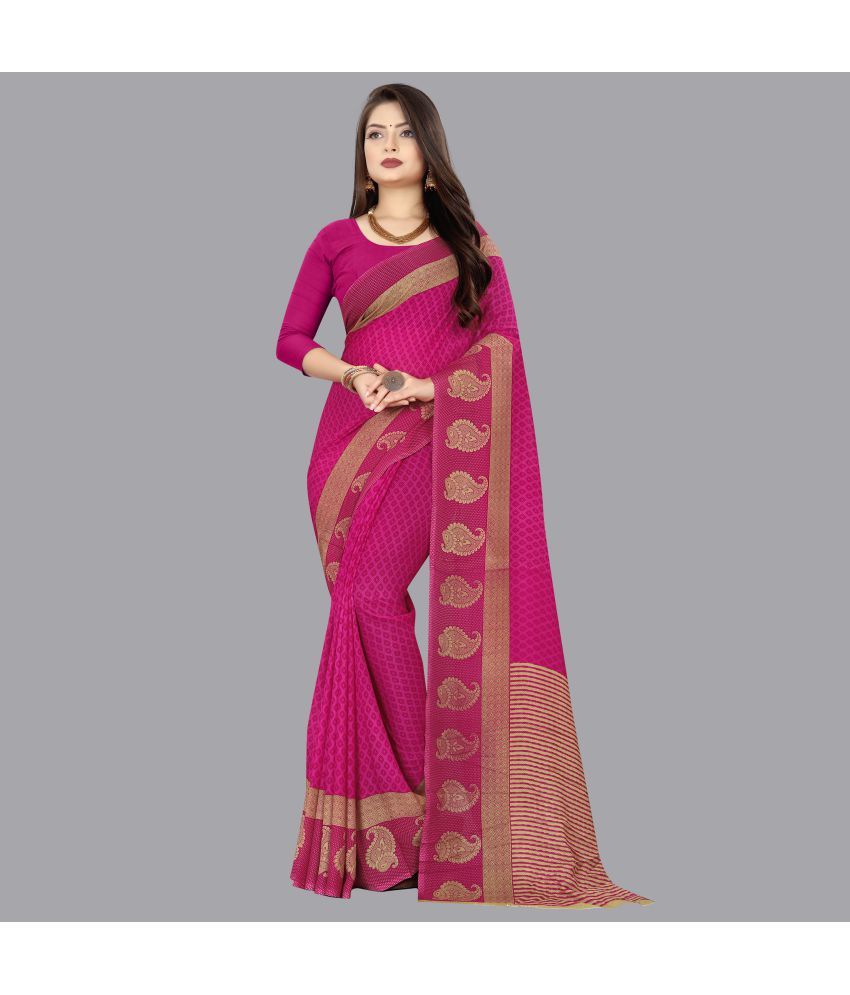     			ANAND SAREES - Pink Georgette Saree With Blouse Piece ( Pack of 1 )