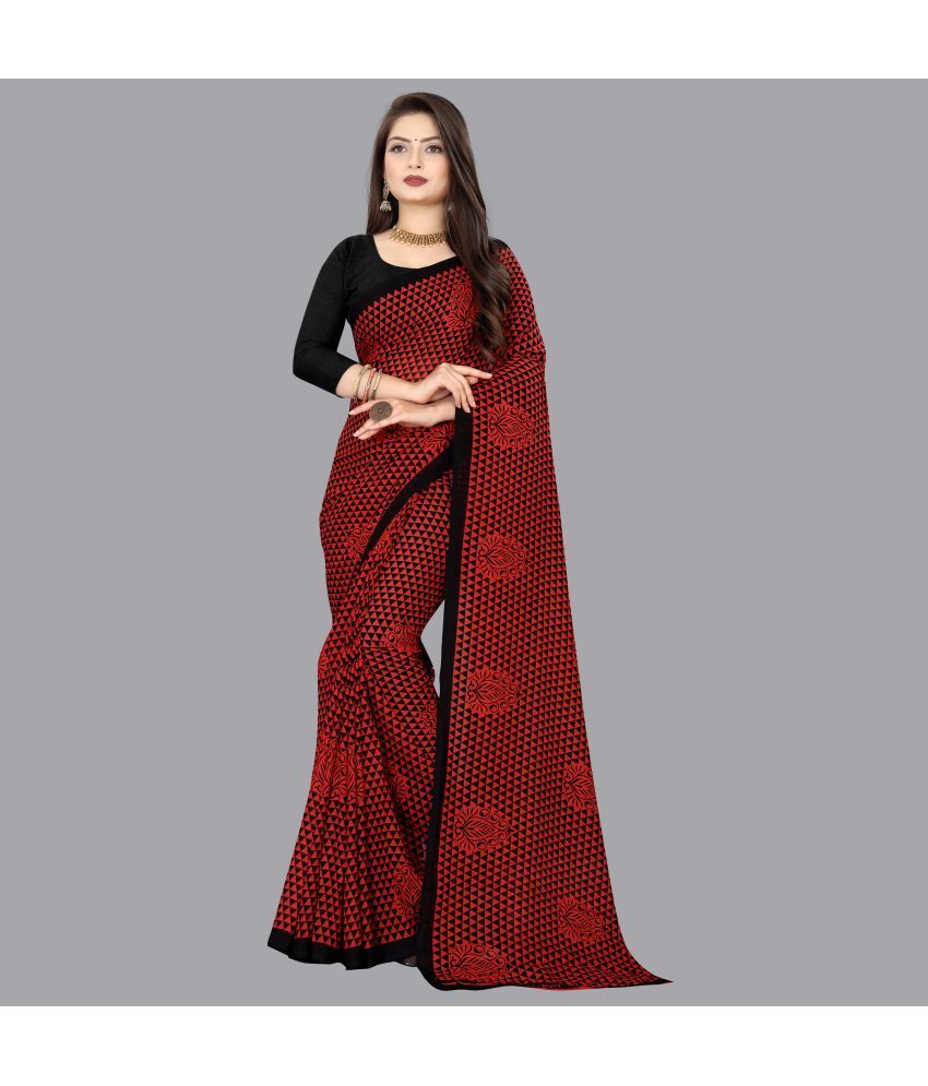     			ANAND SAREES - Red Georgette Saree With Blouse Piece ( Pack of 1 )