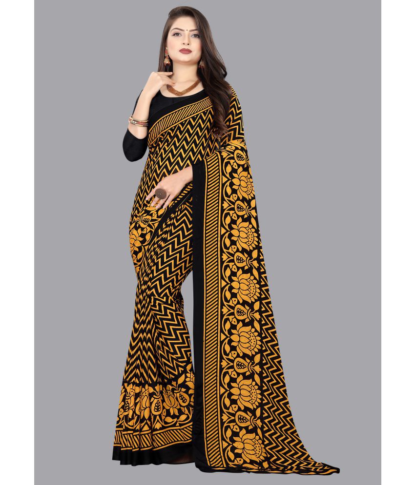     			Anand Sarees - Yellow Georgette Saree With Blouse Piece ( Pack of 1 )