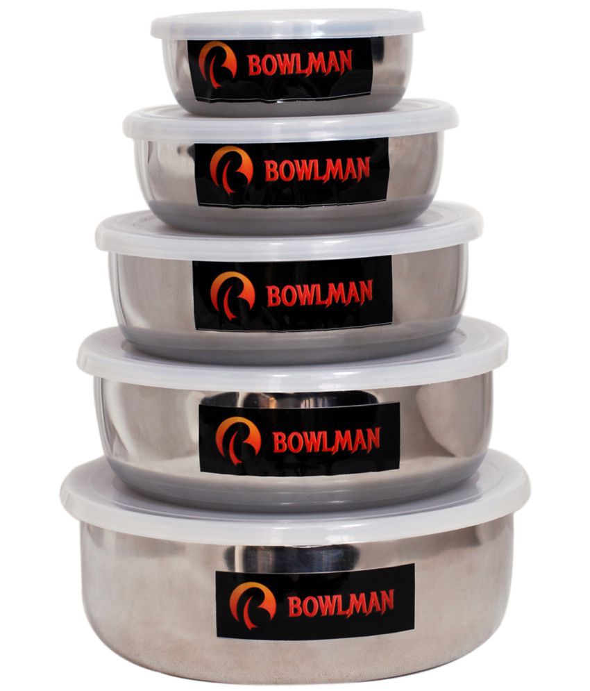     			BOWLMAN - Silver Steel Utility Container ( Pack of 5 )
