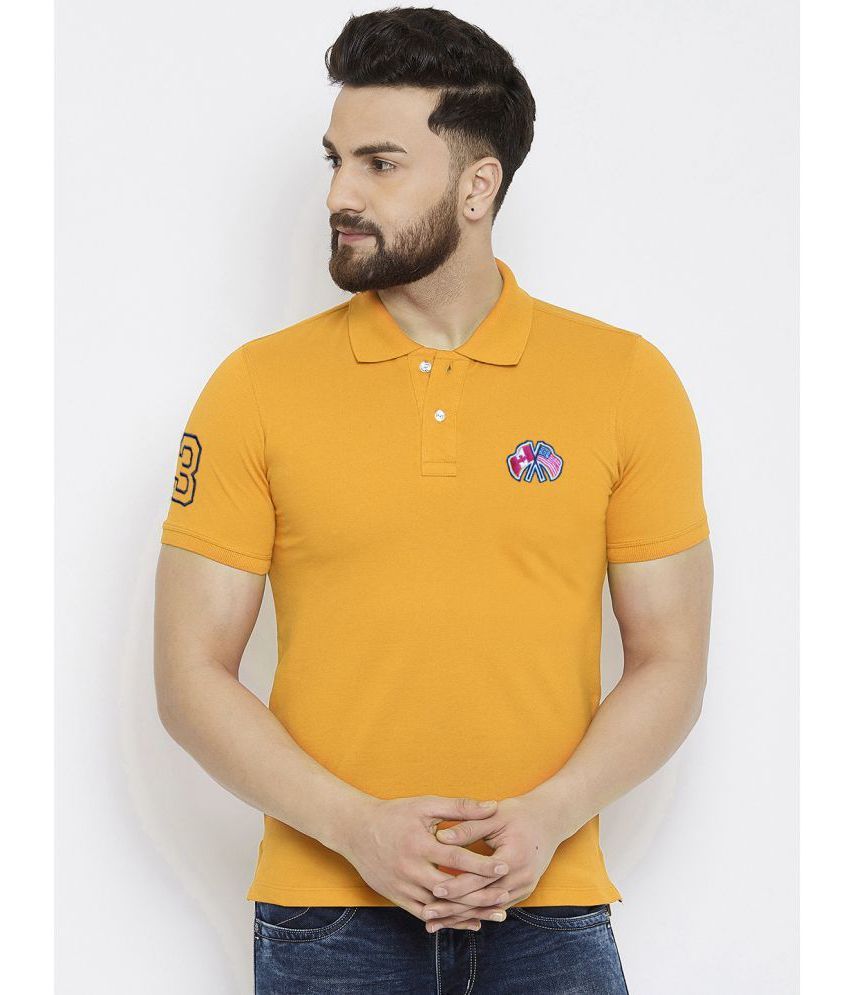     			Merriment - Mustard Cotton Blend Regular Fit Men's Polo T Shirt ( Pack of 1 )