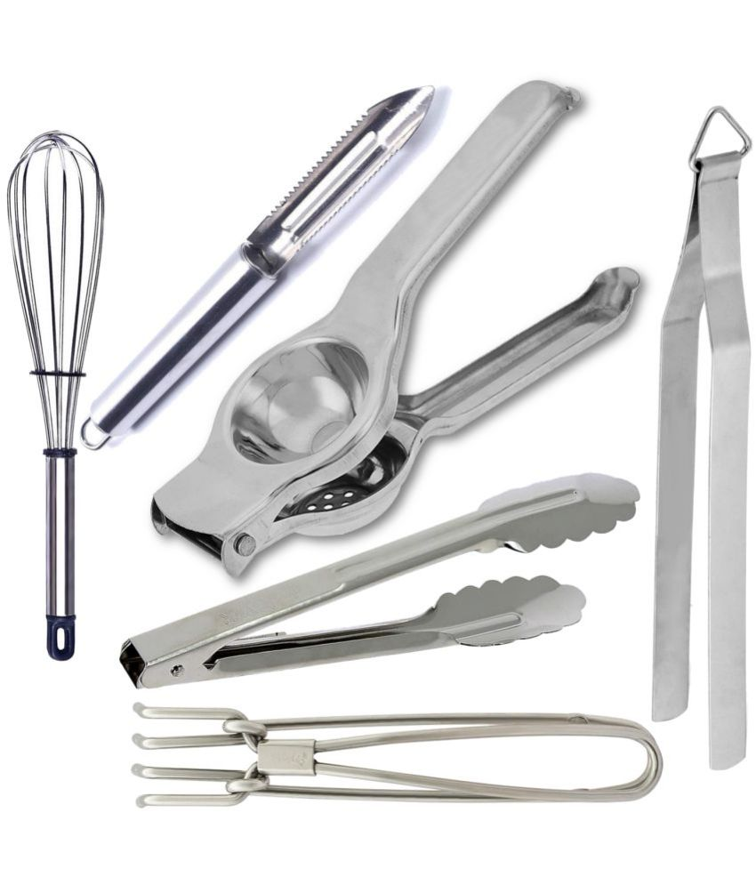 Silver Stainless Steel Daily Use Kitchen Tools Combo ( Pack
