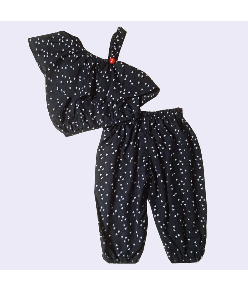     			harshvardhanmart.com - Black Crepe Girls Top With Pajama ( Pack of 1 )