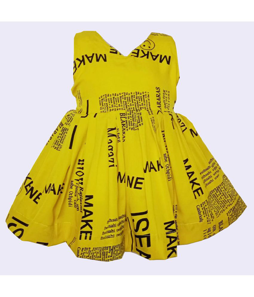     			harshvardhanmart.com - Yellow Crepe Baby Girl Frock ( Pack of 1 )