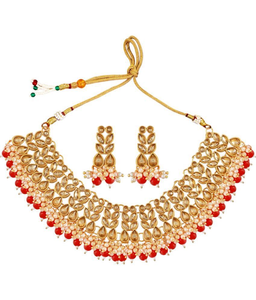     			mansiyaorange - Red Alloy Necklace Set ( Pack of 1 )