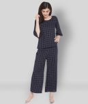 Clovia - Navy Blue Rayon Women's Nightwear Nightsuit Sets ( Pack of 1 )