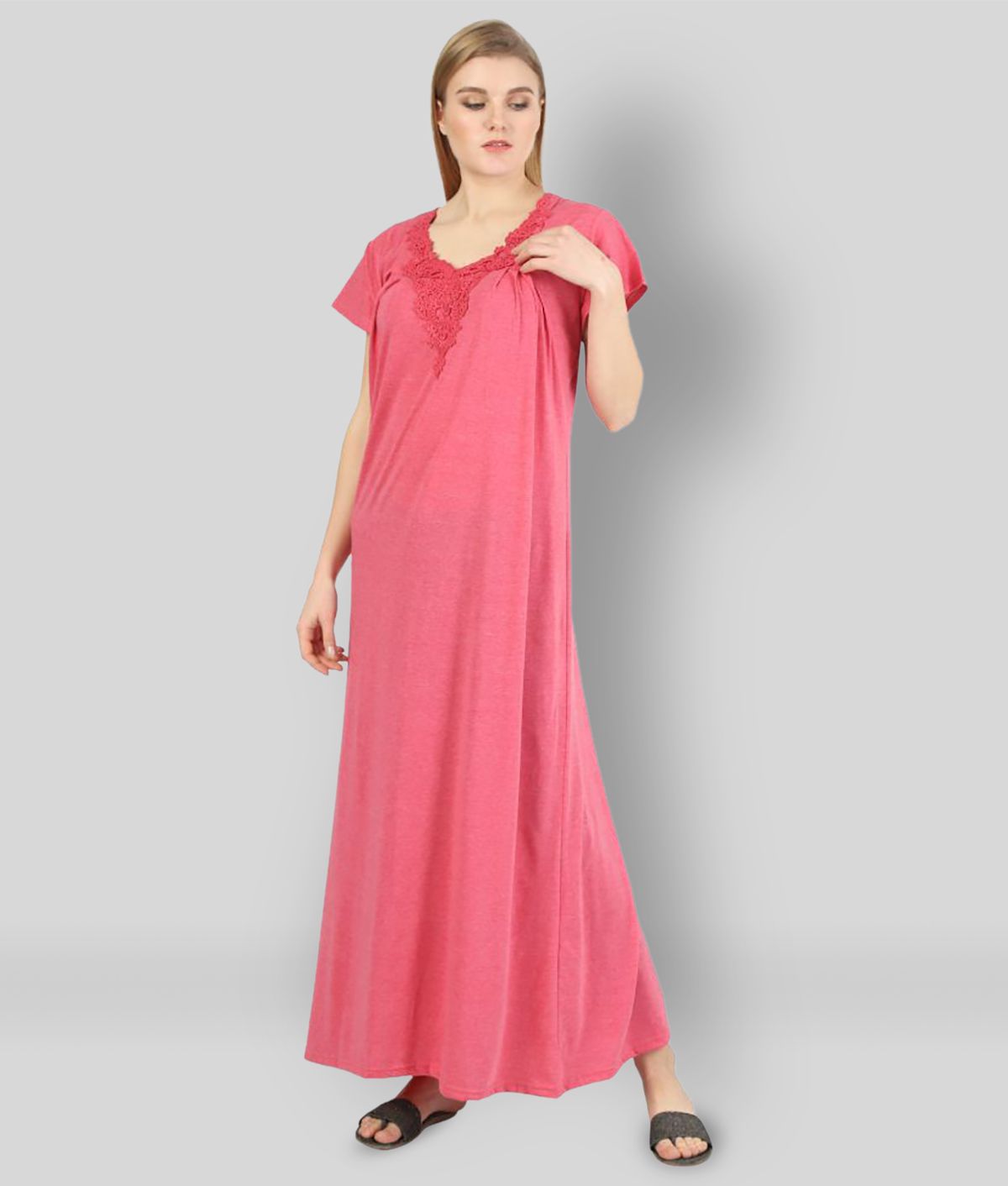     			Affair - Pink Cotton Women's Nightwear Nighty & Night Gowns ( Pack of 1 )