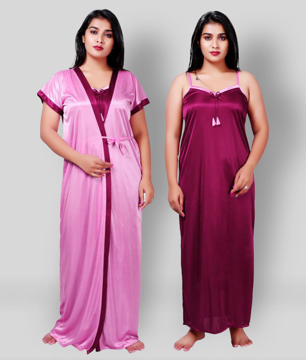     			BAILEY SELLS - Multicolor Satin Women's Nightwear Nighty & Night Gowns ( Pack of 1 )