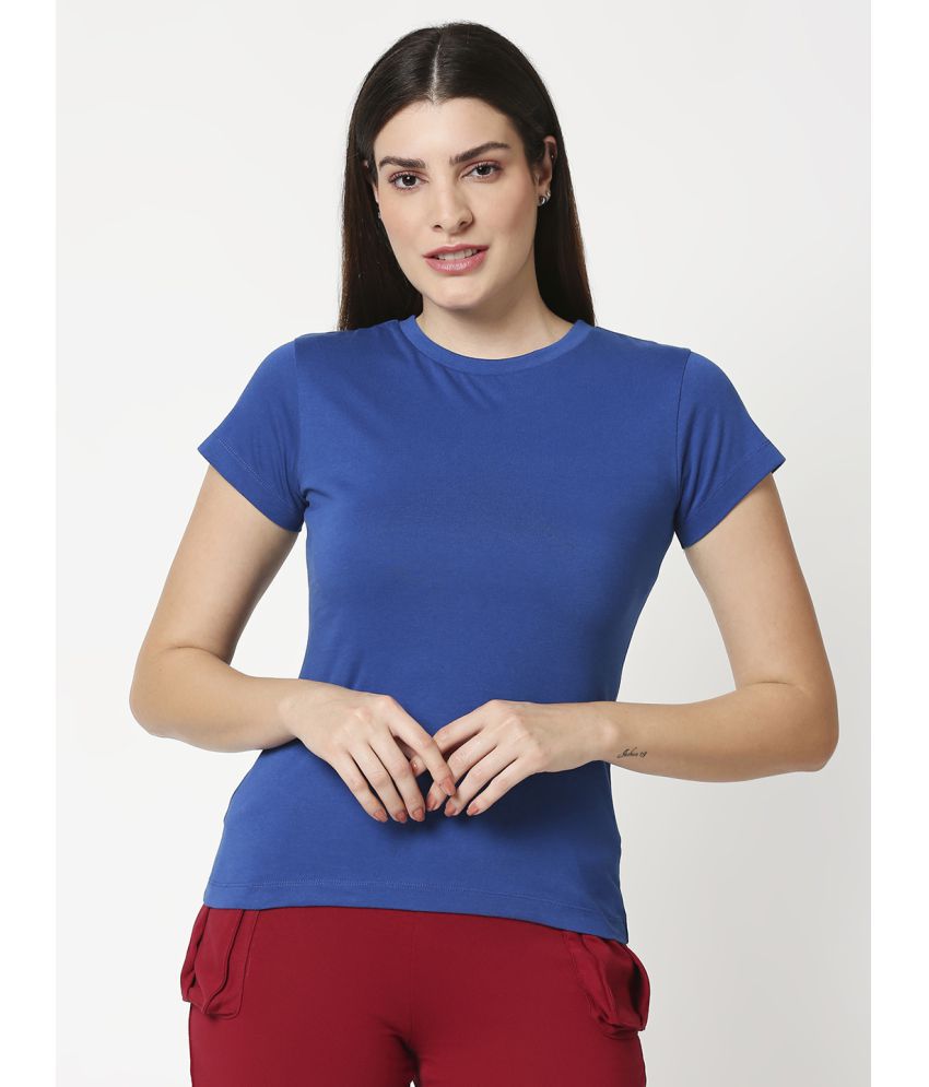     			Bewakoof - Blue Cotton Regular Fit Women's T-Shirt ( Pack of 1 )