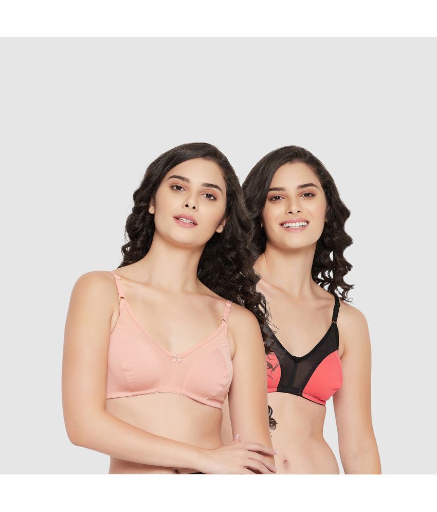     			Clovia Pack of 2 Cotton Non Padded Women's T-Shirt Bra ( Multicolor )