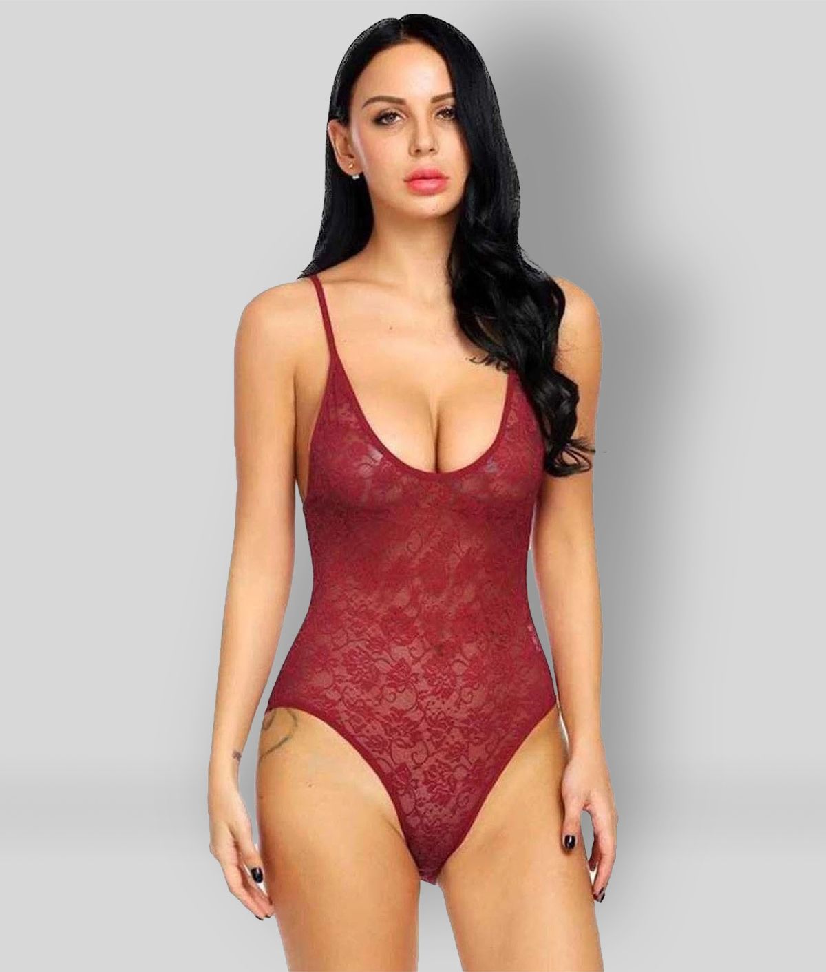     			FEIJOA - Red Lace Women's Nightwear Teddies ( Pack of 1 )