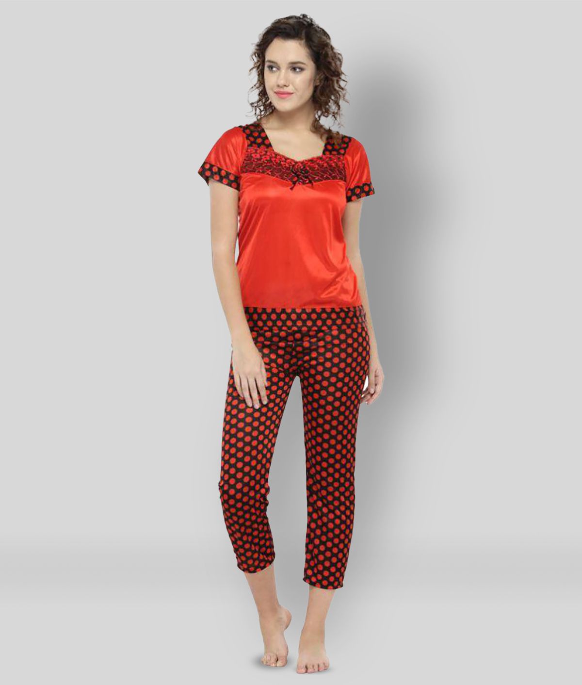     			N-Gal - Red Satin Women's Nightwear Nightsuit Sets ( Pack of 1 )