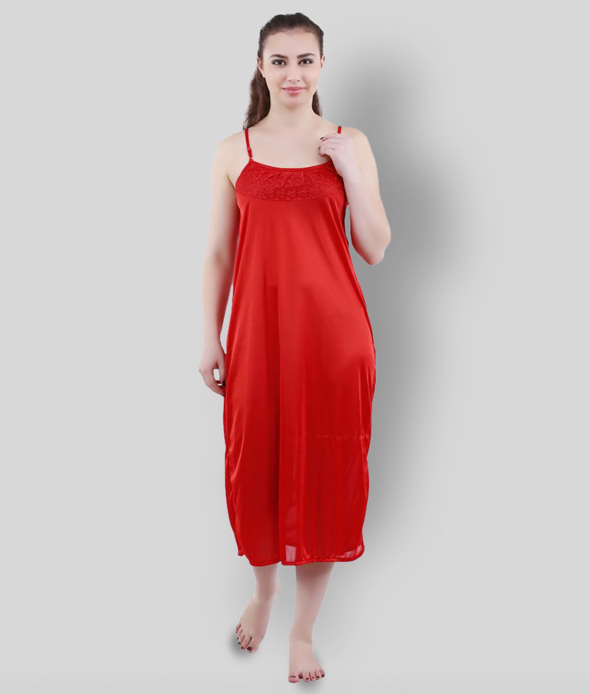     			Romaisa - Red Satin Women's Nightwear Nighty & Night Gowns ( Pack of 1 )