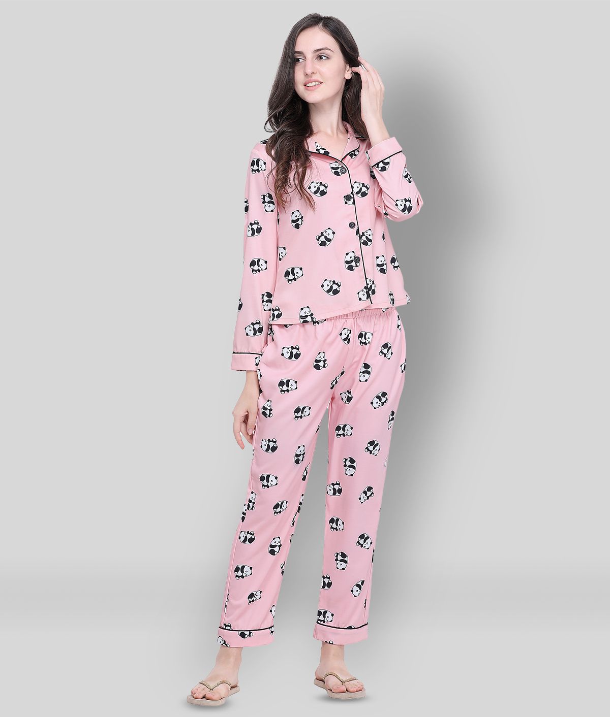     			Smarty Pants - Pink Satin Women's Nightwear Nightsuit Sets ( Pack of 1 )