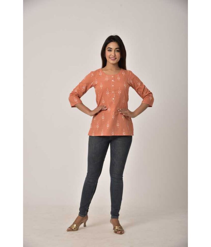     			Swasti - Peach Cotton Women's Regular Top ( Pack of 1 )