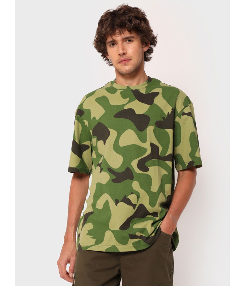     			Bewakoof - Green Cotton Oversized Fit Men's T-Shirt ( Pack of 1 )