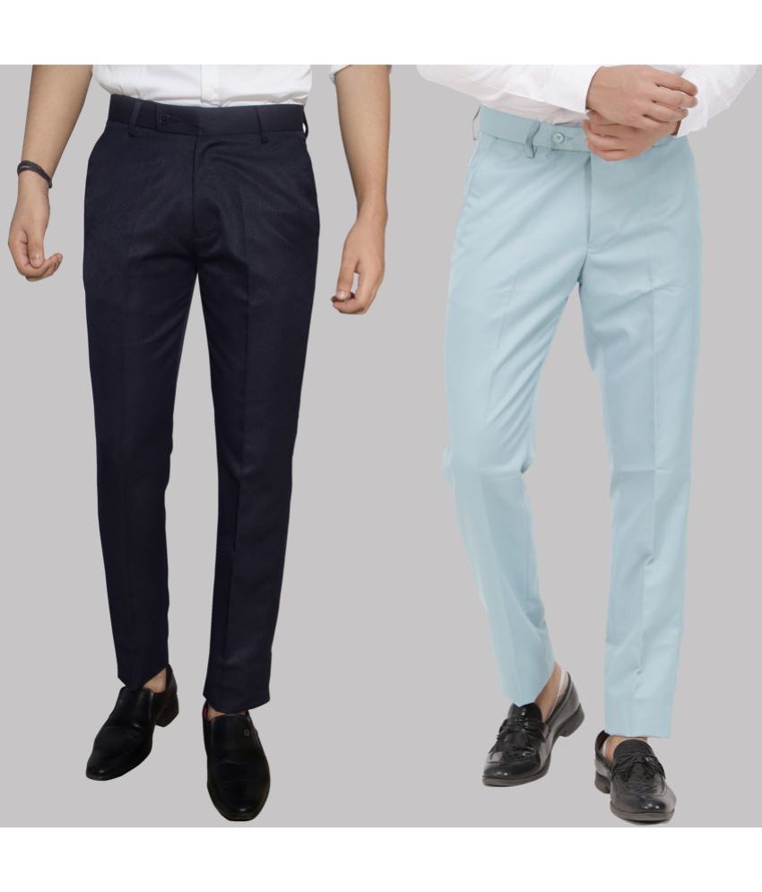    			Kundan - Multicolor Cotton Blend Regular - Fit Men's Formal Pants ( Pack of 2 )