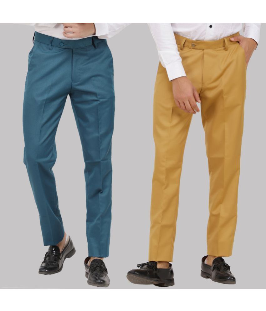     			Kundan - Multicolor Cotton Blend Regular - Fit Men's Formal Pants ( Pack of 2 )