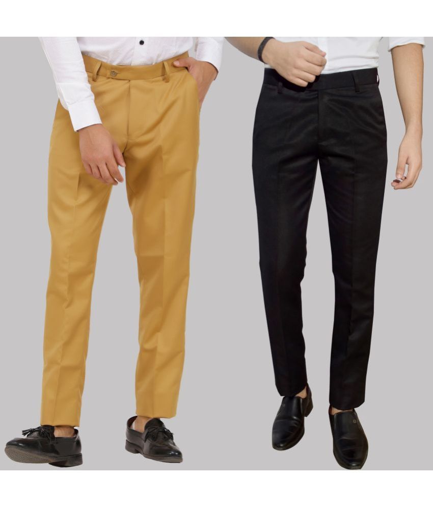     			Kundan - Multicolor Cotton Blend Regular - Fit Men's Formal Pants ( Pack of 2 )