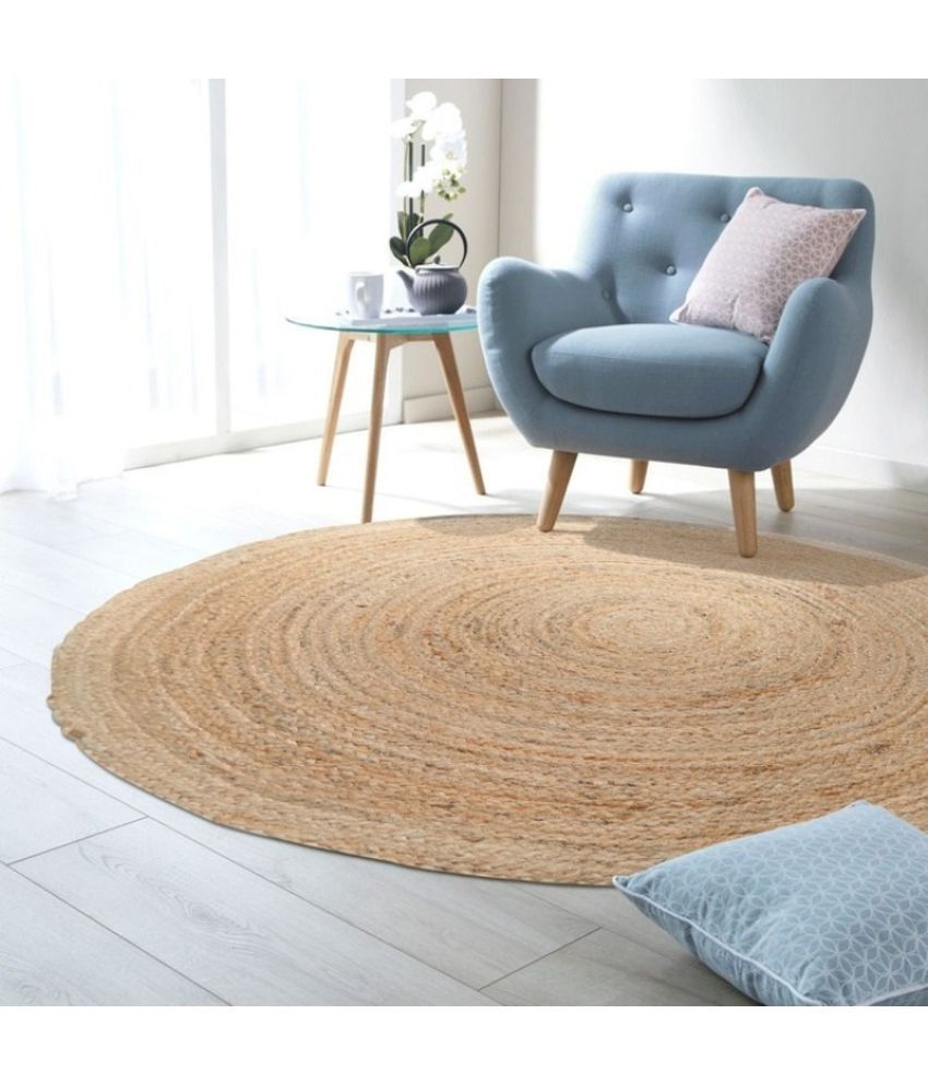     			MRIC (100cm x 100cm) Beige Jute Carpet Plain 3x3 Ft