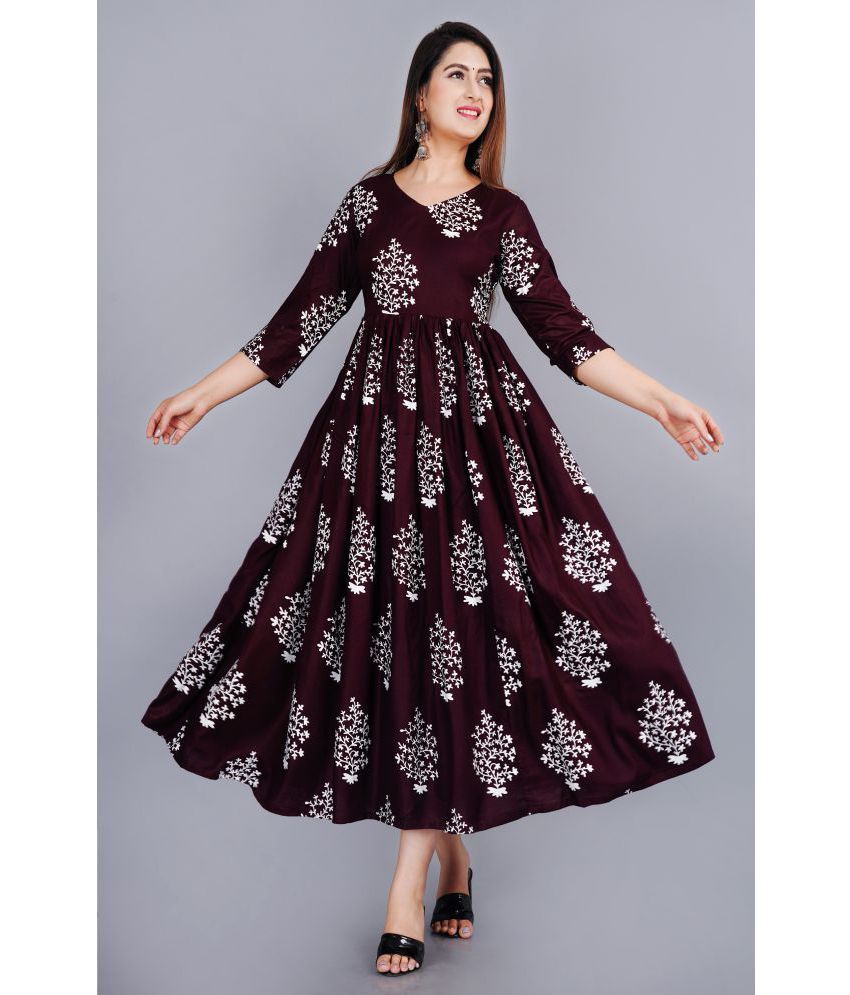     			SIPET - Wine Rayon Women's Anarkali Kurti ( Pack of 1 )