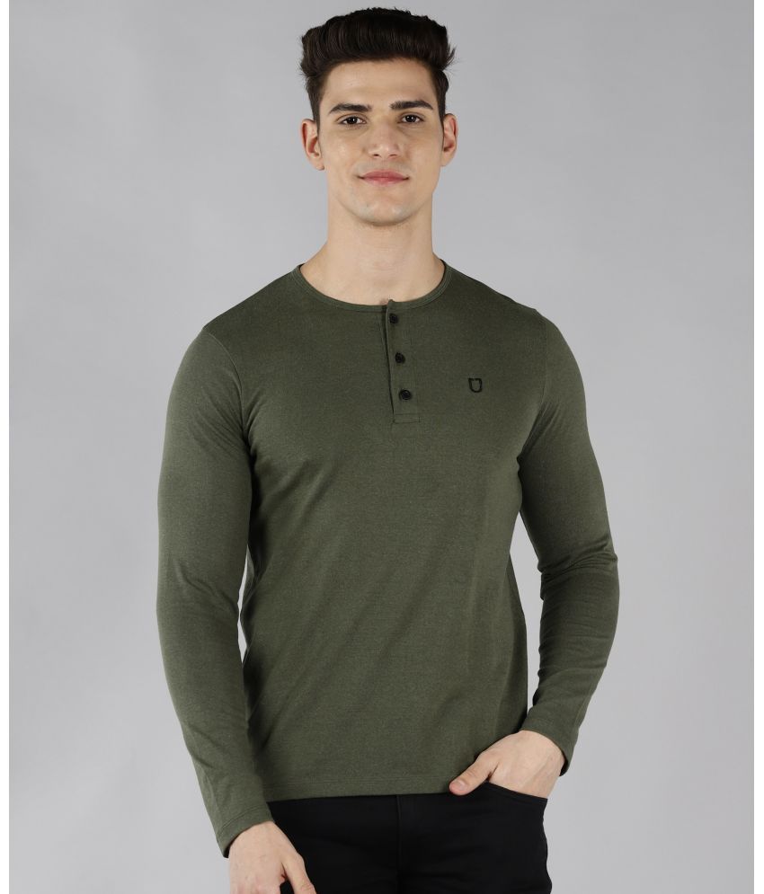     			Urbano Fashion - Olive Cotton Slim Fit Men's T-Shirt ( Pack of 1 )