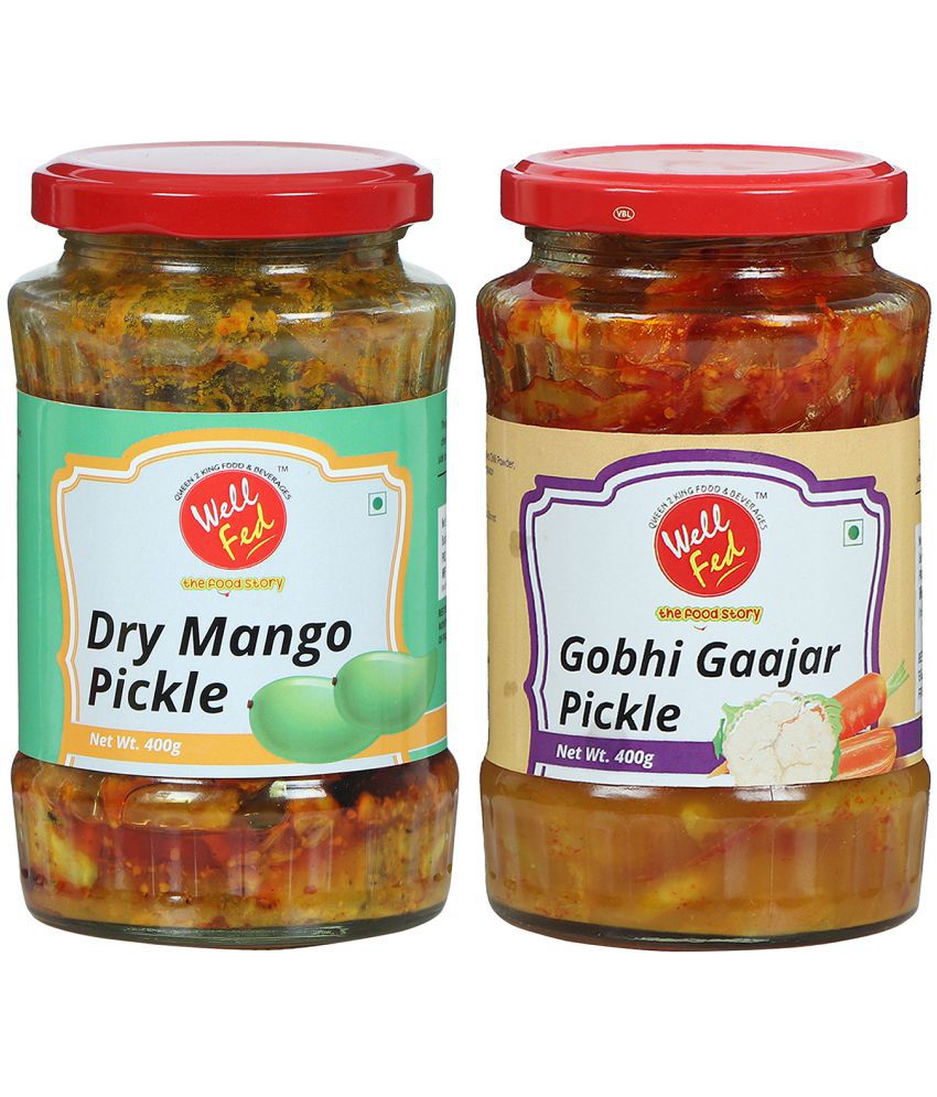     			Well Fed Dry Mango & Gobhi Gaajar Pickle 400 g Pack of 2