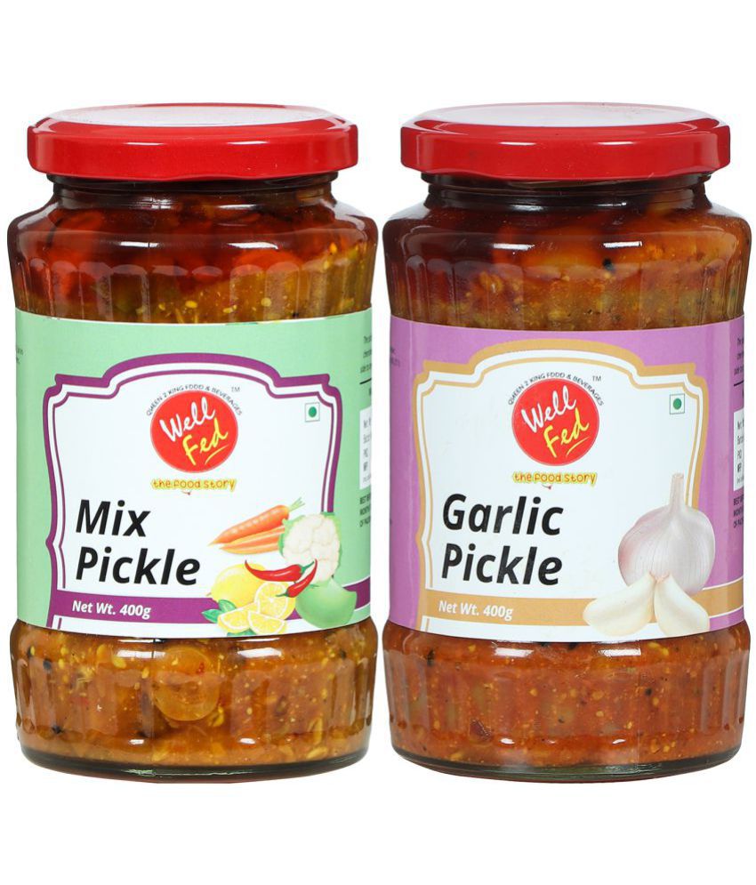     			Well Fed Mixed Pickle & Garlic Pickle 400 g Pack of 2