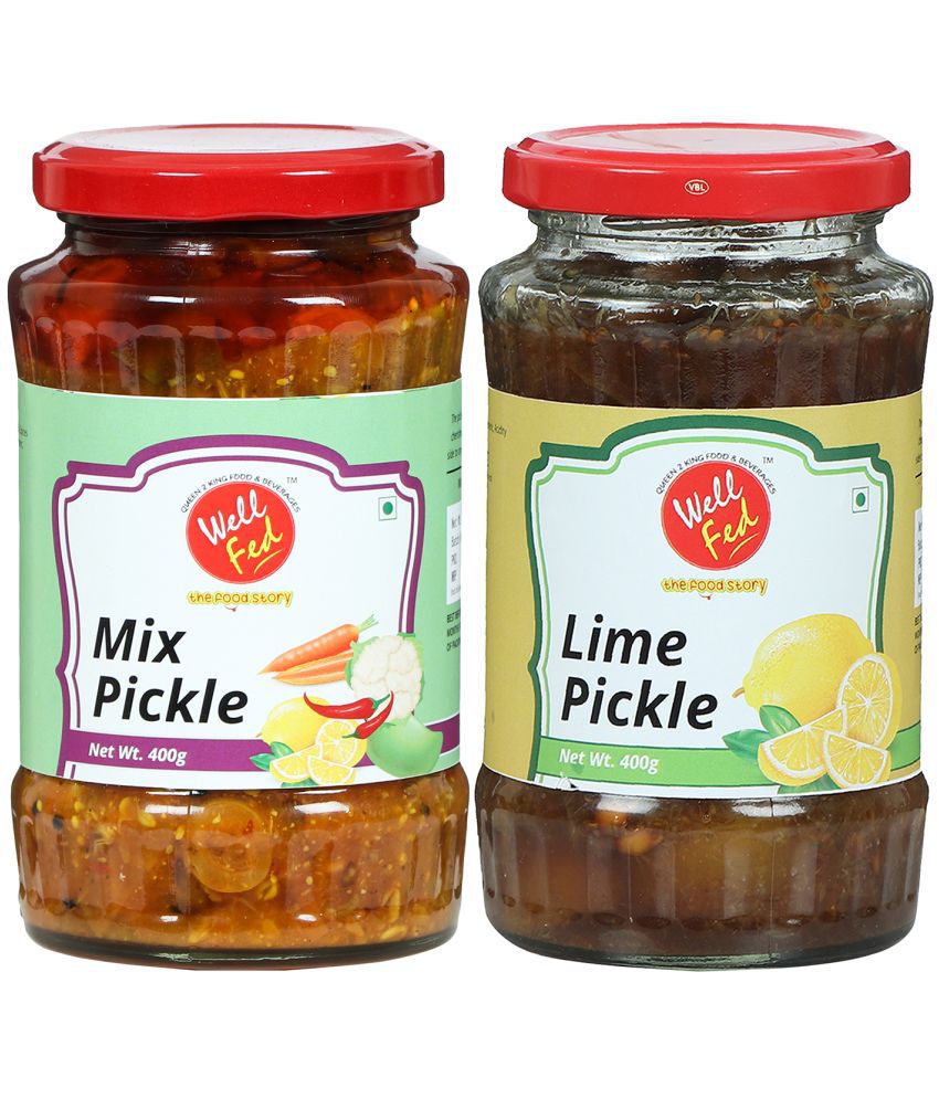 Well Fed Mixed Pickle & Lime Pickle 400 g Pack of 2