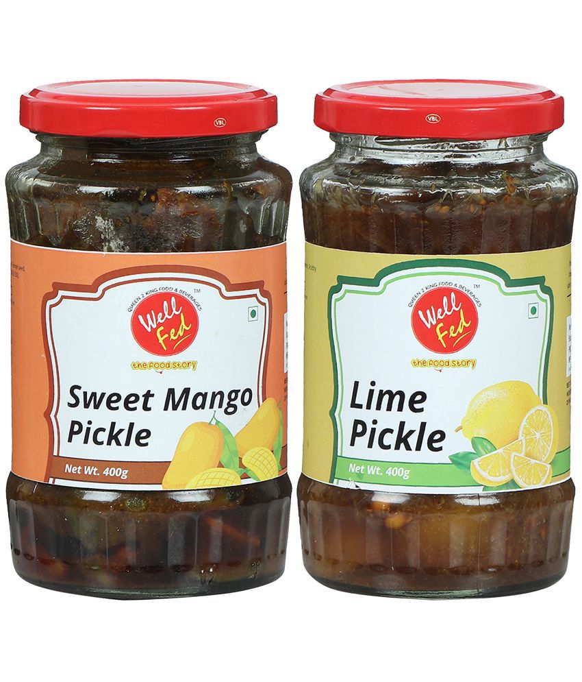     			Well Fed Sweet Mango Pickle & Lime Pickle 400 g Pack of 2