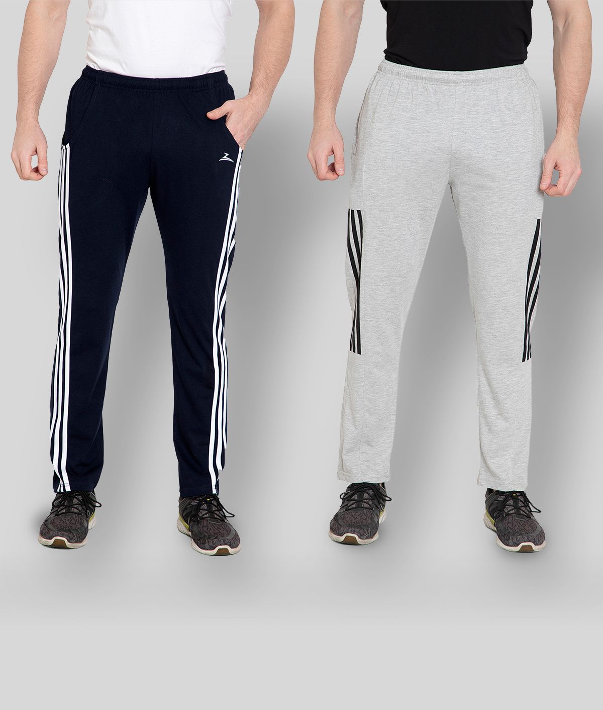     			Zeffit -  Light Grey Cotton Blend Men's Sports Trackpants ( Pack of 2 )