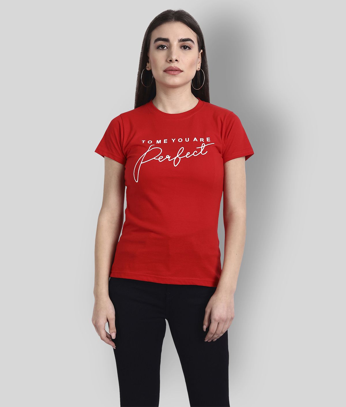     			Fabflee Cotton Red T-Shirts - Single