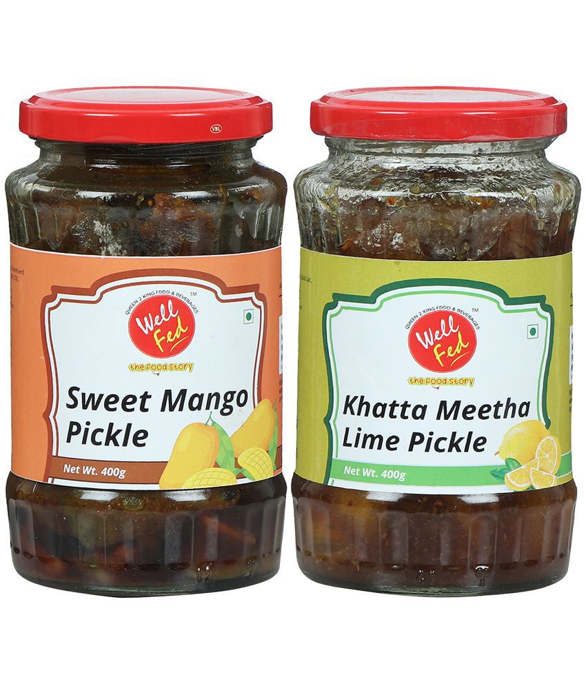     			Well Fed Sweet Mango Pickle & Khatta Meetha Nimbu Pickle 400 g Pack of 2
