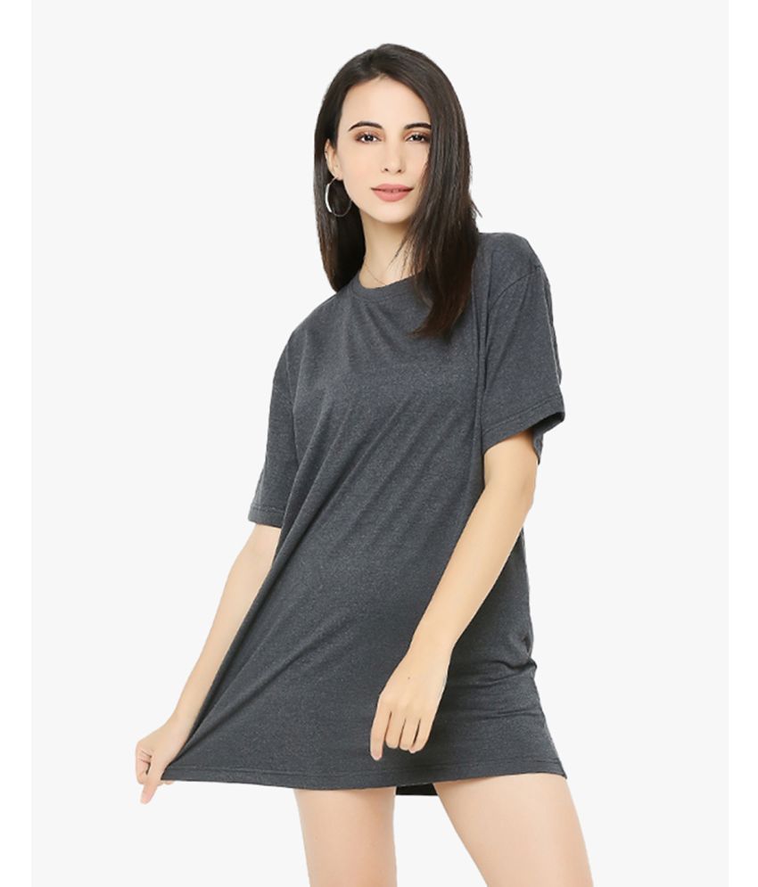     			BLANCD - Grey Cotton Women's T-shirt Dress ( Pack of 1 )