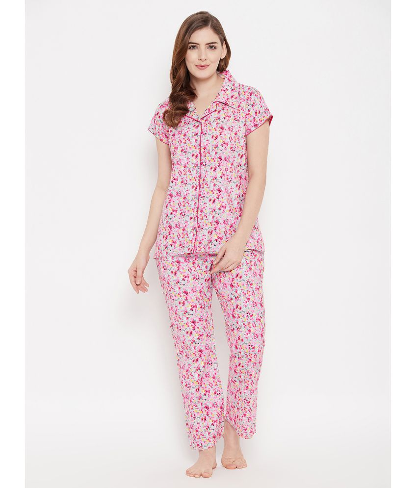     			Clovia - Pink Cotton Women's Nightwear Nightsuit Sets ( Pack of 1 )