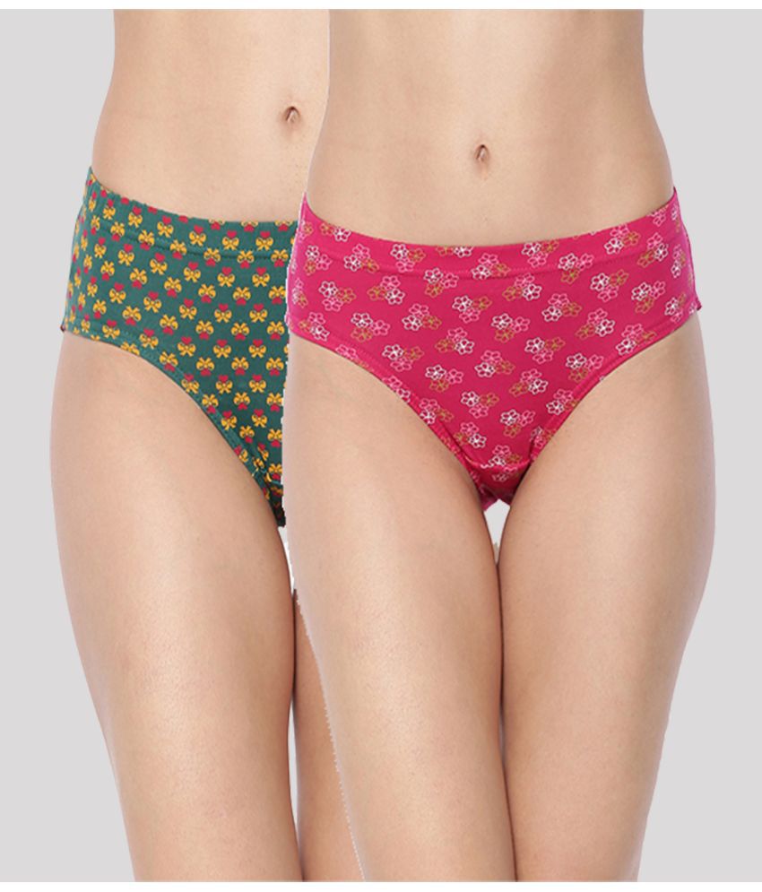Dollar Missy - Multi Color Cotton Printed Women's Hipster ( Pack of 2 )