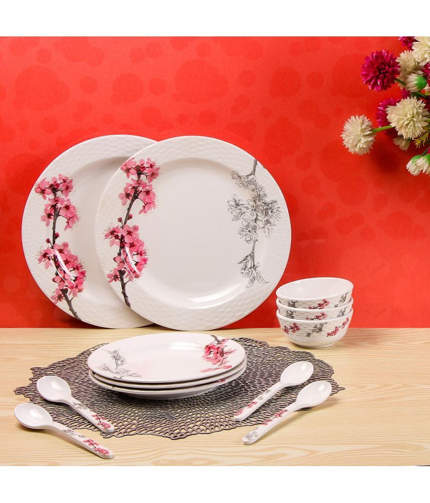 aeMAHARANI White Melamine Dinner Set ( Pack of 24 ) Buy Online at