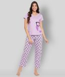 Clovia - Purple Cotton Women's Nightwear Nightsuit Sets ( Pack of 1 )